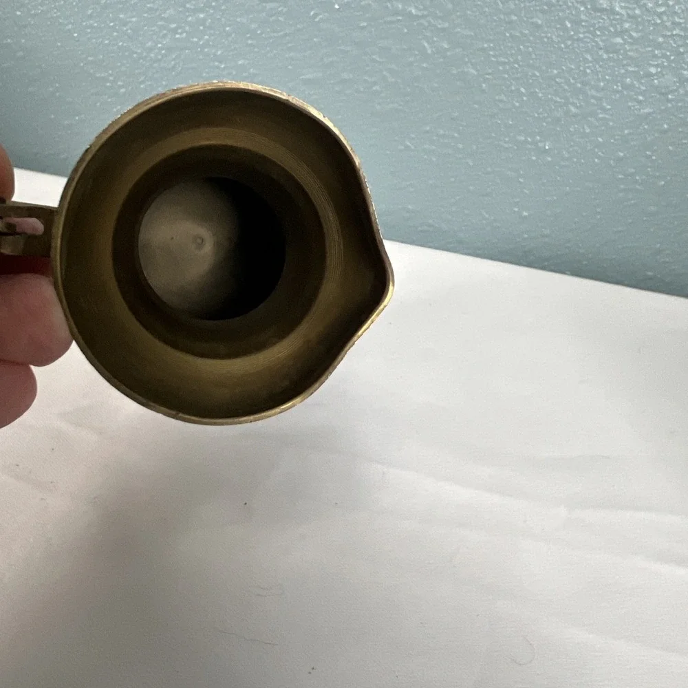 Brass Pitcher‎ Acorn Flip Hinged Lid Handle Hand Grip Vintage Home Decor